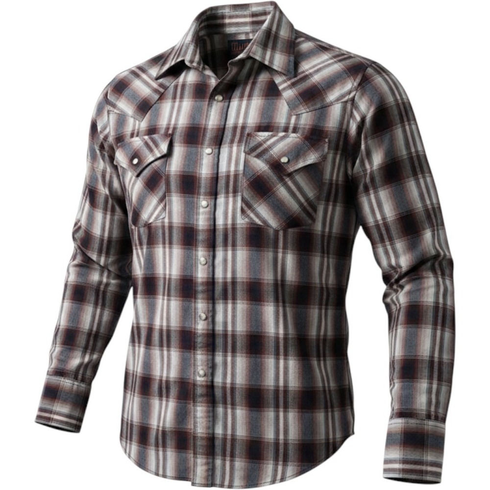 Plains Western Wear Plaid Snap Button Shirt Long Sleeve Men's Small Cowboy Rodeo